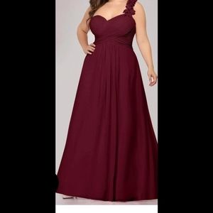 Sweet Pleated Bodice One Shoulder Chiffon Bridesmaid Dress